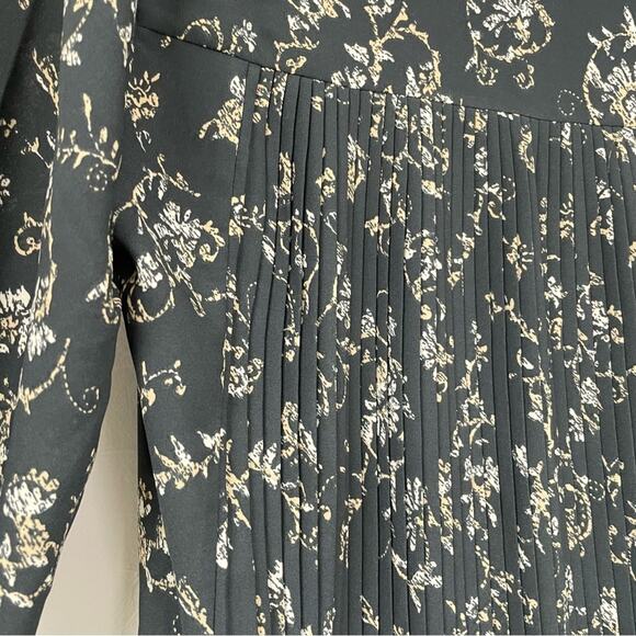 Daniel Rainn DR2 Green Floral Printed Boho Womens Long Sleeve Blouse Tie Neck S - Picture 10 of 10